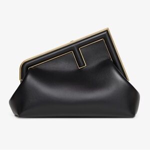 100% Authentic Fendi First Black Nappa Leather Purse Bag Midi Medium